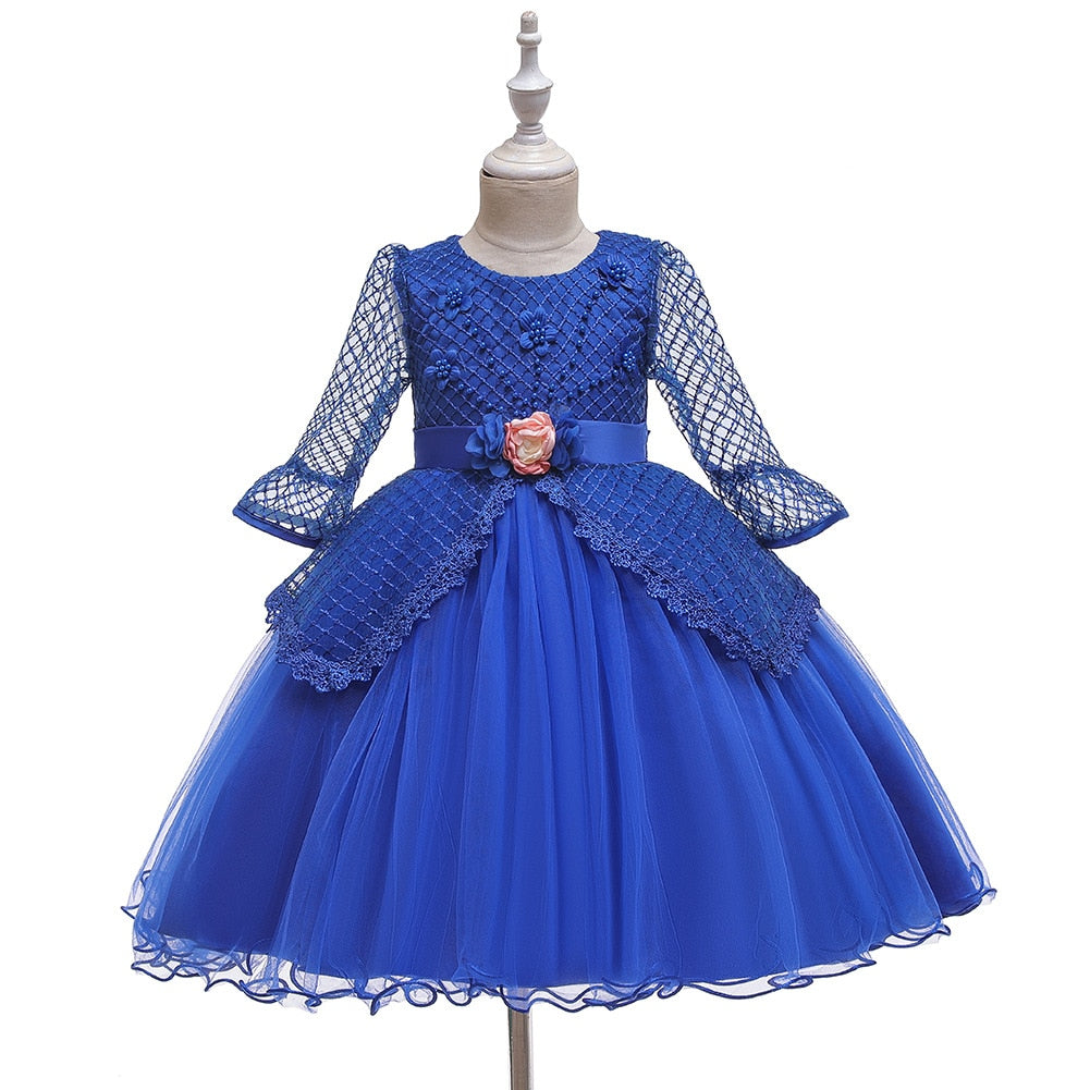 109.99] Blue Satin Couture Flower Girl Dress Elegant Summer Weddings With  Bow #TG7078 - GemGrace.com | Childrens dress, Kids dress, Kids' dresses
